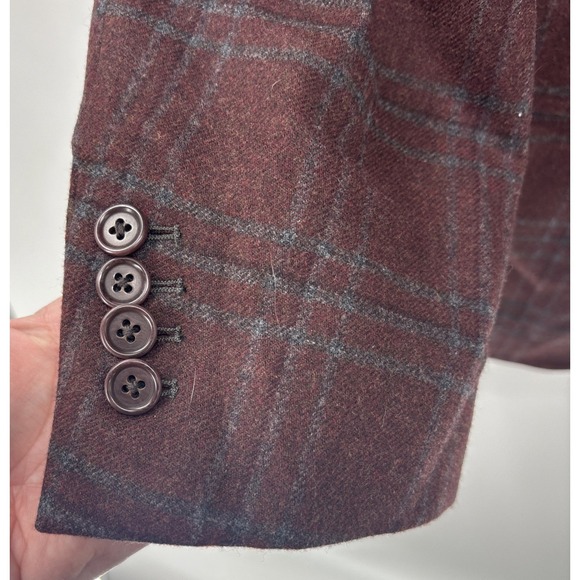 Ermenegildo Zegna Mila Blazer Mens EUR 54L US 44 L Red Plaid Wool Cashmere - Picture 7 of 14